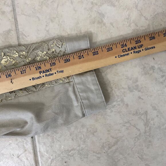 Chico's Platinum Jacket Taupe Gold Lace Overlay Open Front Size 3 ( X- Large ) - Picture 10 of 11